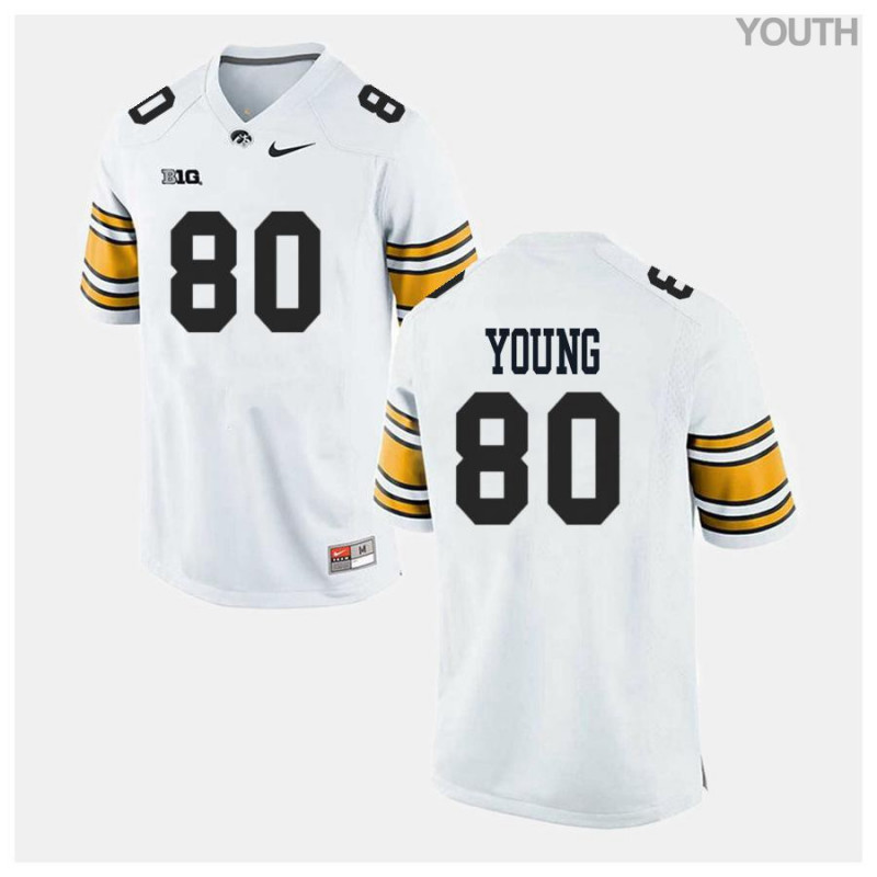 Youth Iowa Hawkeyes NCAA #80 Devonte Young White Authentic Nike Alumni Stitched College Football Jersey FX34Q51VL